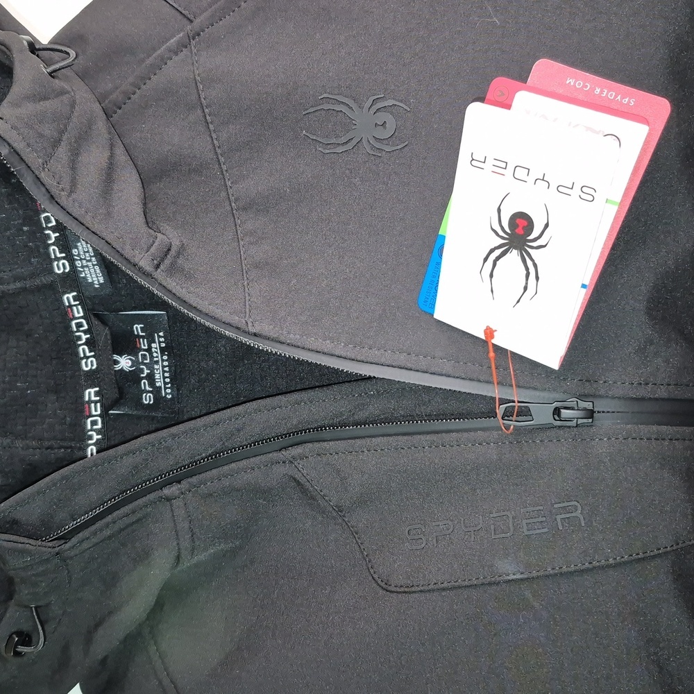 Spyder Full Zip Men's Hooded Black Jacket, Size Large - Picture 3 of 11